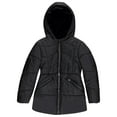 thumbnail image 2 of BTween Girls' Puffer Jacket, Warm and Lightweight Winter Coat, Water-Resistant, Hooded Outerwear for Kids, Jeblk, Sizes 4/5, 2 of 4