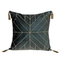 thumbnail image 1 of HomeRoots 402669 Charcoal & Gold Geo Velvet Throw Pillow with Gold Tassels, 1 of 1