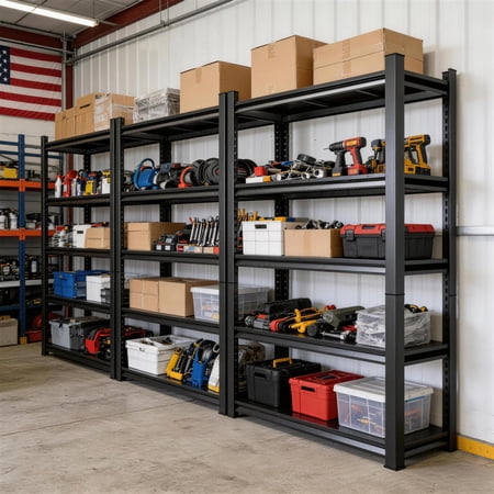 Bulk Clearance 2Pack 5 Tier 72"H 36"W 14"D Heavy Duty Garage Shelving, Double Uprights Adjustable Thickened Waterproof Panels for Warehouse Factory Garage