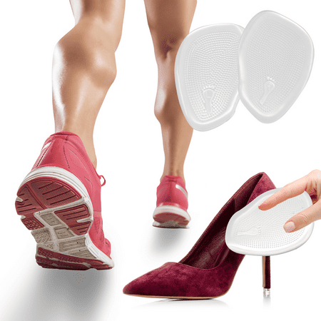 Pivit Adhesive Gel Insole Metatarsal Pads | 2 Pack | Stick On Ball of Foot Cushion | High Heel Bumper Inserts for Women, Men, Pain Relief, Diabetic Feet Orthotic Toe | Shock Absorbing Shoe Pad (Best Shoes For Foot Pain Relief)