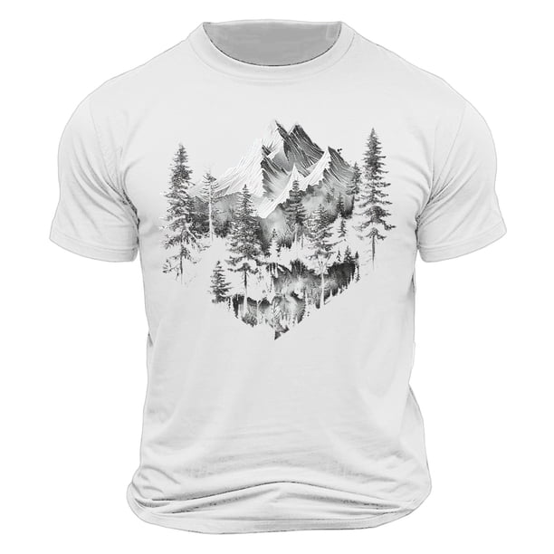 Camisa Casual de Cuello de la Tripulación de la Impresión de la Selva de Manga Corta Top Ligero de Poliéster para los Hombres, Camiseta de Manga Corta para el Uso Diario de Primavera Verano