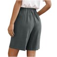 thumbnail image 5 of RYRJJ Women's Wide Leg Bermuda Shorts High Waist Adjustable Belted Loose Summer Lounge Long Shorts with Pockets(Gray,XL), 5 of 8