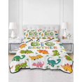 thumbnail image 2 of Twin Quilt Bedding Set, Cartoon Dinosaurs Reversible Summer Quilt 3 Pieces, Funny Dino Cute Boys Girls Children Lightweight Bedspreads Coverlets with 2 Pillow Shams for All Seasons, 2 of 5