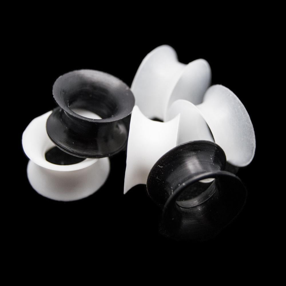 1 Pair 2g 6mm Gray Flexi Silicone Nut Shaped Ear Tunnels Plugs Piercings Gauges 