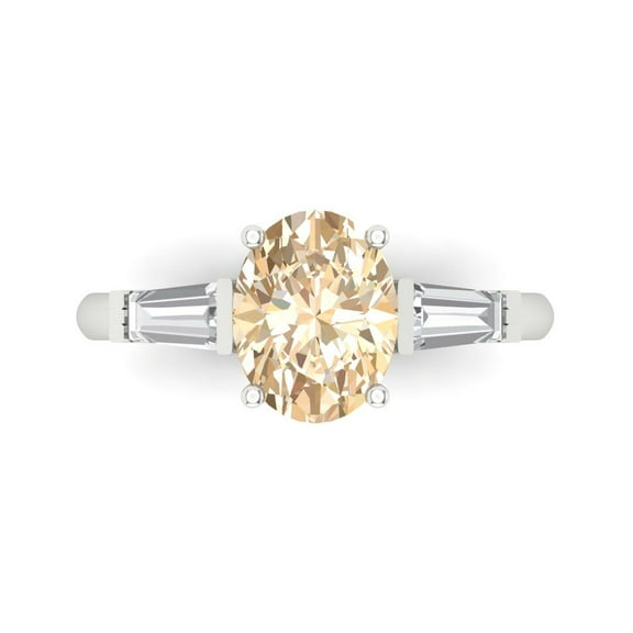 2.5 ctw 3 Stone Anniversary Ring for Women | Oval Cut Natural Morganite | Hyperallergenic Solid 14K White Gold