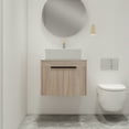 thumbnail image 2 of BNK 24'' Wall-Mounted Bathroom Vanity with White Ceramic Sink,Modern Brown Floating Bathroom Vanity Set, Single Bathroom Vanity and Sink Combo,with 2-Door Cabinet, 2 of 11