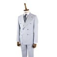 thumbnail image 4 of Double Breasted Suit, Blue Double Button Woven Fabric Men's Stylish Suit, 4 of 5