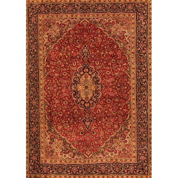 Ahgly Company Indoor Rectangle Medallion Orange Traditional Area Rugs, 6' x 9'
