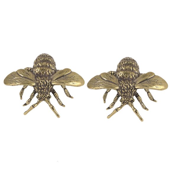 LAIQIEN Antique Brasses Large Bees Statue Ornament Realistic Insect Sculpture For Home Decors Office Paperweight Collectible Art