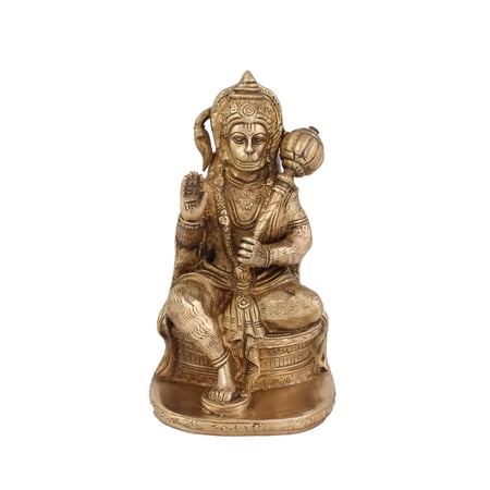 Arihant Craft® Hindu God Hanuman Idol Mahavir statue Bajrangbali Sculpture Hand Work Showpiece – 20 cm (Brass, Gold)