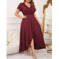 thumbnail image 7 of FOLUNSI Plus Size Formal Dresses Glitter V Neck Split Wedding Cocktail Long Evening Dress Ruby Red 2XL, 7 of 7