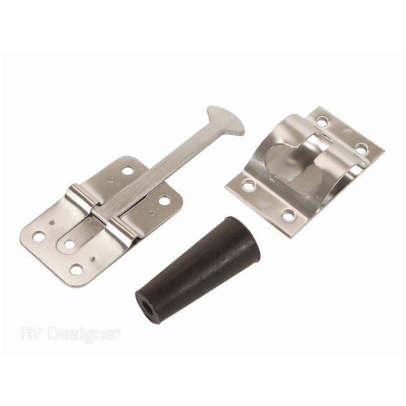 RV Designer Door Catch E225 For Keeping RV Doors Open; Fleetwood Style; 3-3/4 Inch Length; Stainless Steel; Single