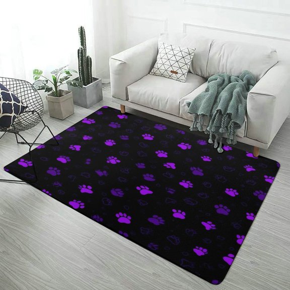 Purple Paw Prints Pattern Home Decor Living Room Carpet Non-slip Hotel Lobby Floor Mat Kitchen Bedroom Entrance Doormat Mats