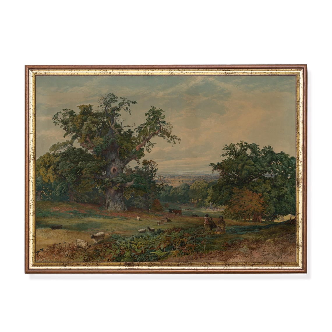 Vintage Oak Tree Landscape Wall Art Print Antique Pastoral English Countryside Farmhouse Living Room And Gallery Wall Decor