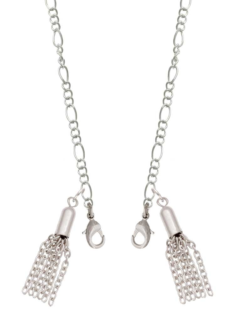 Silvertone Small Tassel Silvertone Face Mask Necklace