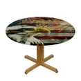 thumbnail image 3 of BCIIG Bald Eagle Flag Fireworks Round Table Cover Stain Resistant Washable Indoor Outdoor Tablecloth Kitchen Dining Wedding Parties 100% Polyester Fiber Independence Day Theme 54-58, 3 of 8
