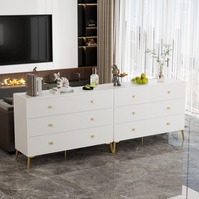 White Dresser for Bedroom,6 Drawer Dresser with Gold Handles and Metal  Legs, White and Gold Modern Dressers & Chest of Drawers for Living  Room,Closet, Bedroom, Hallway - Walmart.com