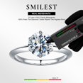 thumbnail image 2 of Anillo SMILEST de plata 925 con forma de moissanita redondo de 2 quilates para mujer, 2 of 8