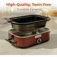 thumbnail image 4 of MAGNIFIQUE 4-Quart Slow Cooker with Casserole Manual Warm Setting - Perfect Kitchen Small Appliance for Family Dinners, Dishwasher Safe Crock, Red, 4 of 6
