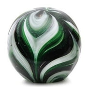 Dynasty Gallery Art Glass Green & Green Adventurine Feathered Glow in the Dark Large Paperweight