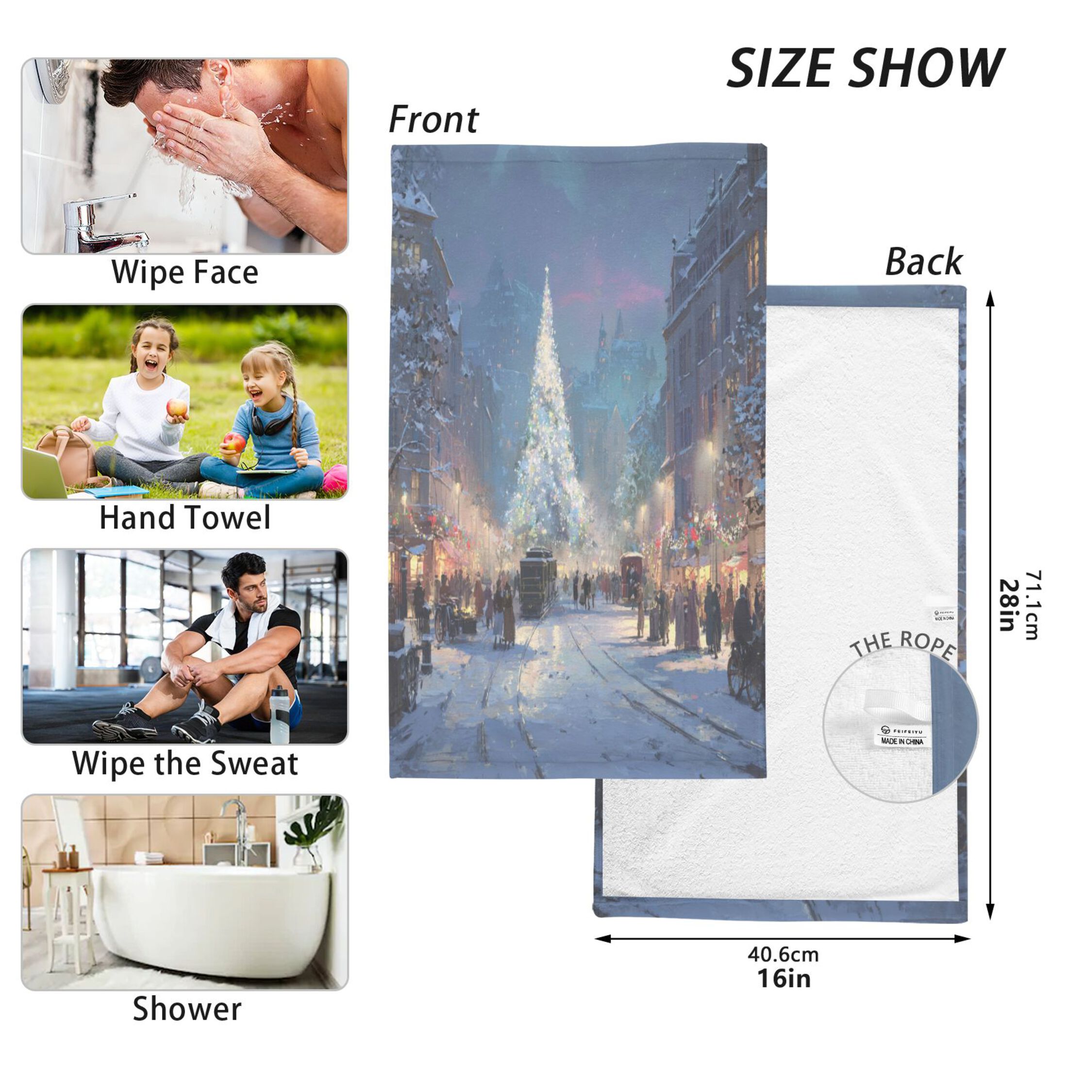 Cotton Towel Two-Piece 16x28 Inch One Sizex2 Face Towel Set Towel Set Cotton Hand Bath Towel Bathroom Beach Aurora