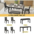 thumbnail image 4 of ZIVACATE 6-Piece Solid Wood Dining Table Set, Including 1 Dining Table, 4 Upholstered Chairs and 1 Bench, Wooden Legs Dining Table Set for Dining Room, Kitchen, Restaurant, Dark Gray, 4 of 12