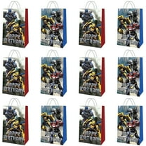 12Pcs Anime Party Favor Candy Bags for Transformers Themed Birthday Supplies Decor,Kids Birthday Game Party Kraft Paper Goodie Gift Bag Decorations