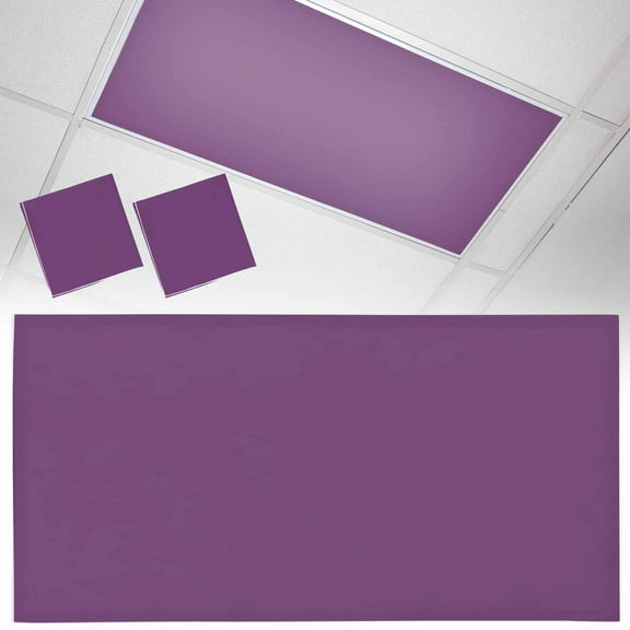 2 Pack Purple Fluorescent Light Covers for Ceiling Lights Simple Background Modern Solid Color Monochrome Magnetic Ceiling Light Covers Overhead Light Filters for Office Classroom Home