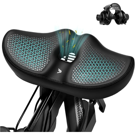 Extra Wide Noseless Bike seat Cushion for Men Women Memory Foam Filling Large Bike Saddle Ventilation Water Proof Bicycle Seat Cushion for Peloton Bikes Electric Bike MountainBikes Exercise Bikes