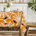 thumbnail image 4 of Halloween Tablecloth 60x84 Inch Rectangular, Spider Web Pattern Cobweb Scary Themed Washable Table Cover for Party Picnic Dinner Decor Orange, 4 of 6