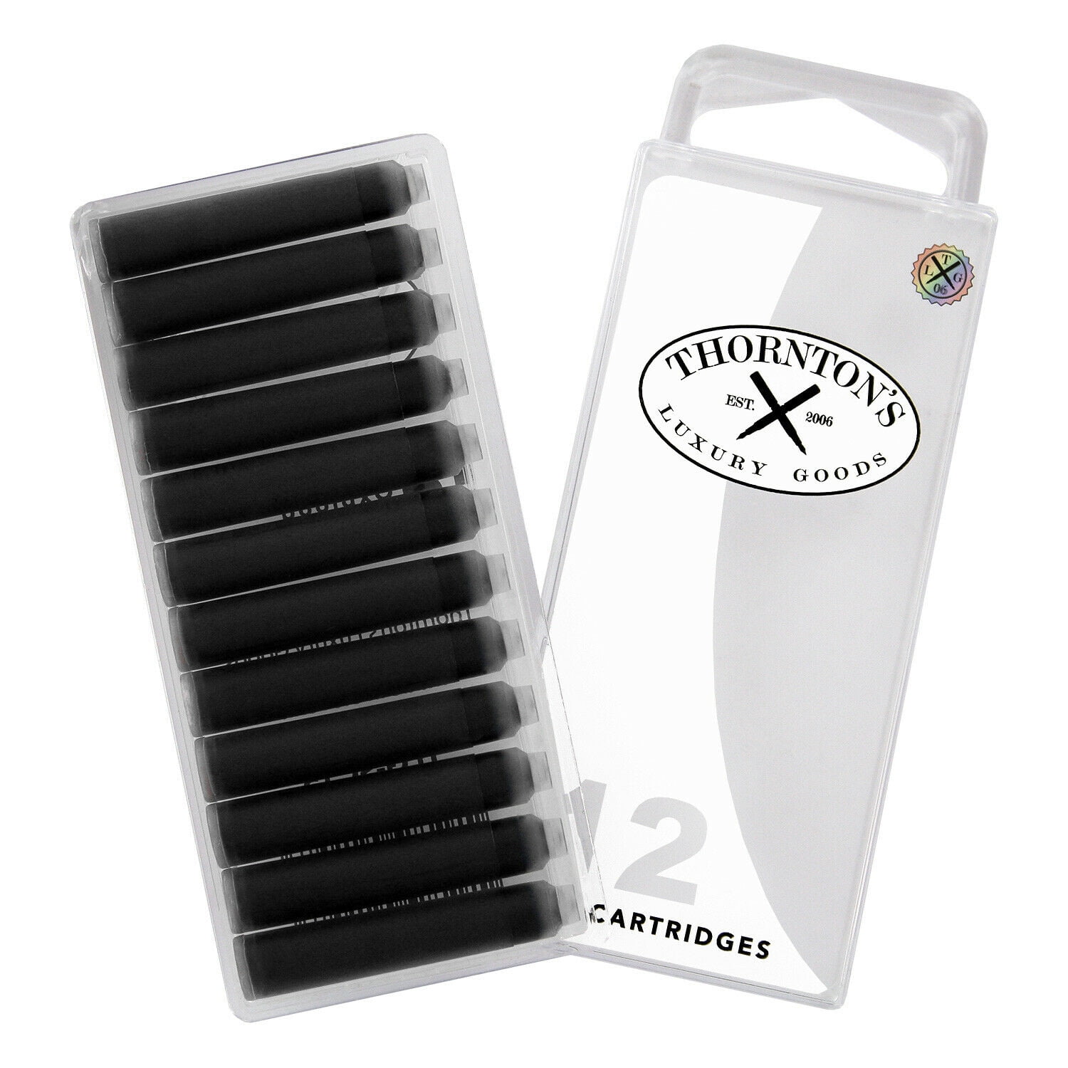 (5 pack) Thornton's Luxury Goods Short Standard International Fountain Pen Ink Cartridges Ultimate Gray Ink Pack of 12 Refills for Classic Calligraphy Pens Compatible With All Brand Neutral PH Smooth Flow
