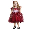 thumbnail image 3 of Flower Girl Dresses Infant Short Sleeve Christmas Princess Birthday Party Clothes Dress 6 Months-12 Months, 3 of 9