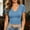 Light Blue, variant on Basic Tee Tshirts Slim Fit Women's Summer Slim Short Sleeve T-Shirt Thin Breathable Stretch Solid Color Plus Size V-Neck Base Layer Mint Green M