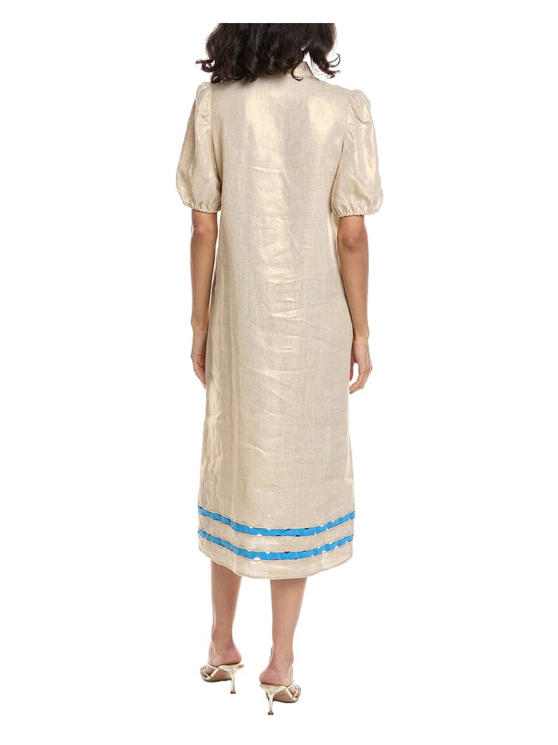 sail to sable linen tunic dress Sail to Sable Hydrangea SEA Stripe Belted Puff Sleeve Tunic Dress SEA Stripe PRINT / XXL / SU2526