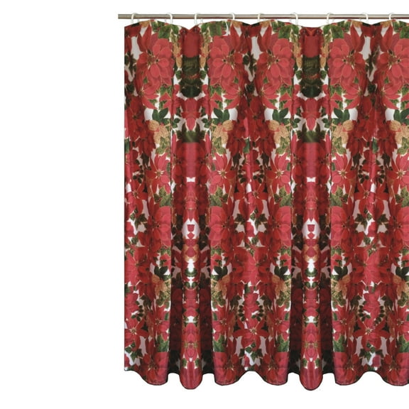 Violet Linen Decorative Christmas Printed Design Shower Curtain, 72" x 72", Botanical