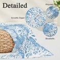 thumbnail image 3 of Blue Coral Coastal Throw Pillow Cover 20 x 36 Inch Decorative Pillow Cover Summer Nautical Ocean Beach Lumbar Pillowcase Seasonal Rectangle Cushion Case for Couch Sofa Bed Living Room, 3 of 9