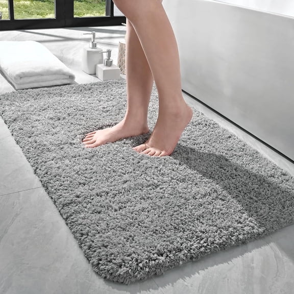 LOCHAS Grey Bath Rug, 36x24 Inch, Soft Thick Absorbent