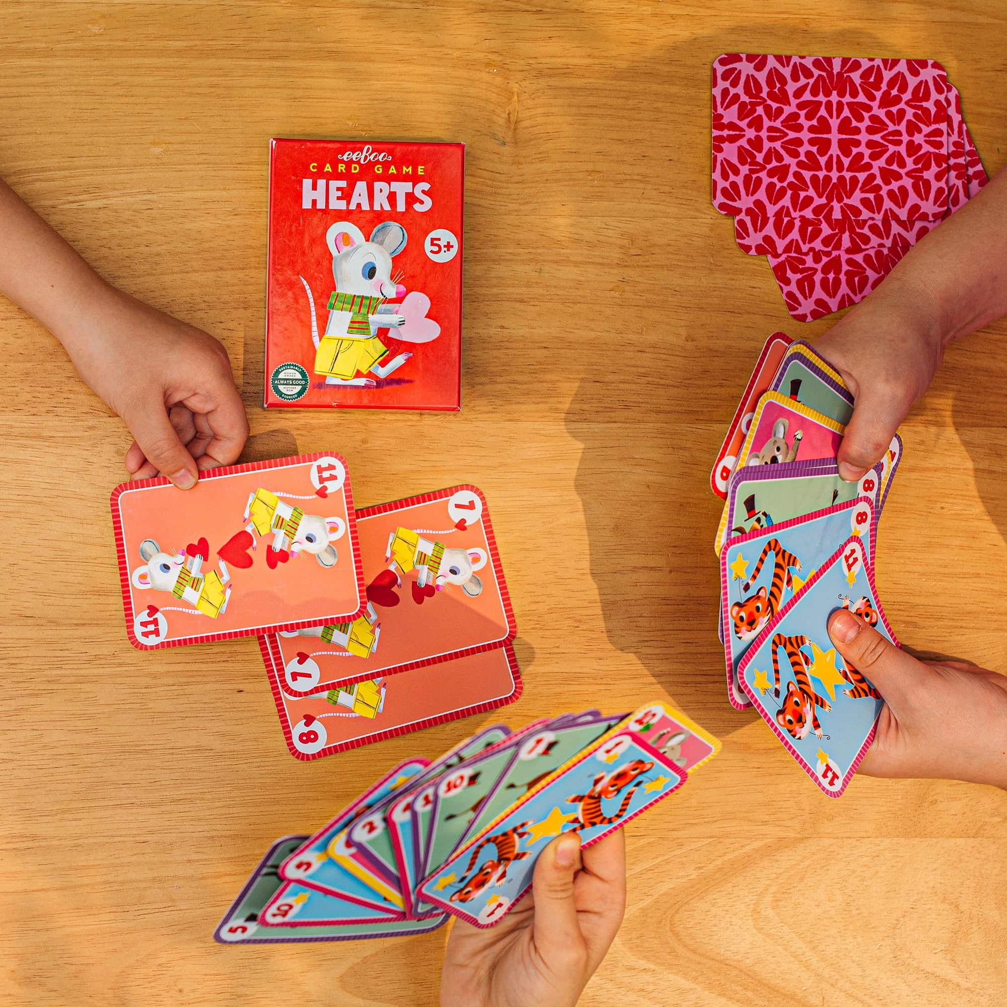 eeBoo: Hearts Playing Card Game - Classic Card Game, Kids & Family, Ages 5+
