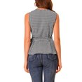 thumbnail image 3 of INSPIRE CHIC Women's Sleeveless Square Neck Self Tie Waist Peplum Textured Gingham Plaid Top Black XS, 3 of 6