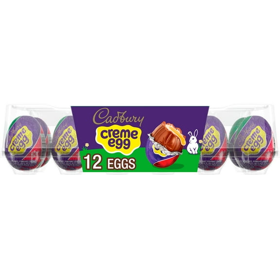Cadbury Creme Egg Chocolate with Fondant Easter Candy, Eggs 1.2 oz, 12 Count