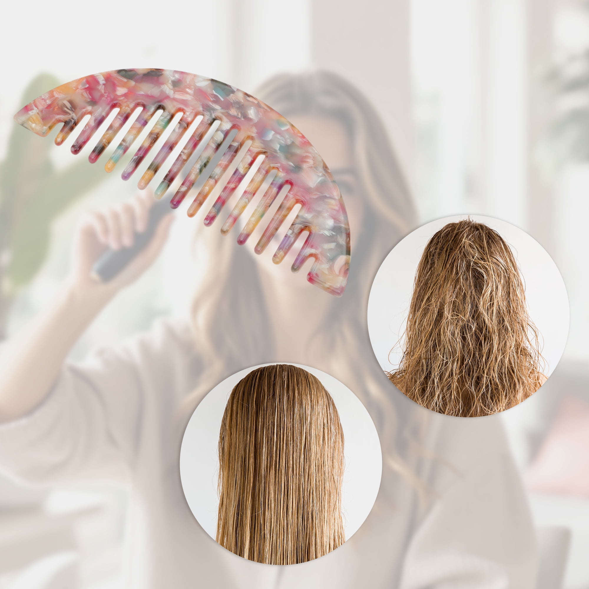Unique Bargains 1 Pc Convenient Half Round Hair Comb for All Hair Types Styles Colorful