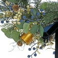 thumbnail image 5 of 28 in. Artificial Christmas Swiss Chic Wreath, Blue Berries, Gold Twigs, Pine Cones, Metal Bells, 5 of 5
