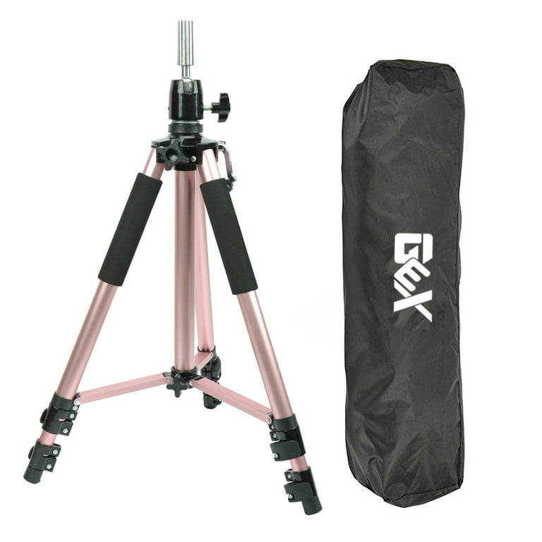 Gex Pink Mannequin Head Tripod Stand Canvas Block Head Tripod Training Head Stand Mannequin Head Stand Heavy Duty Tripod with A Black Bag
