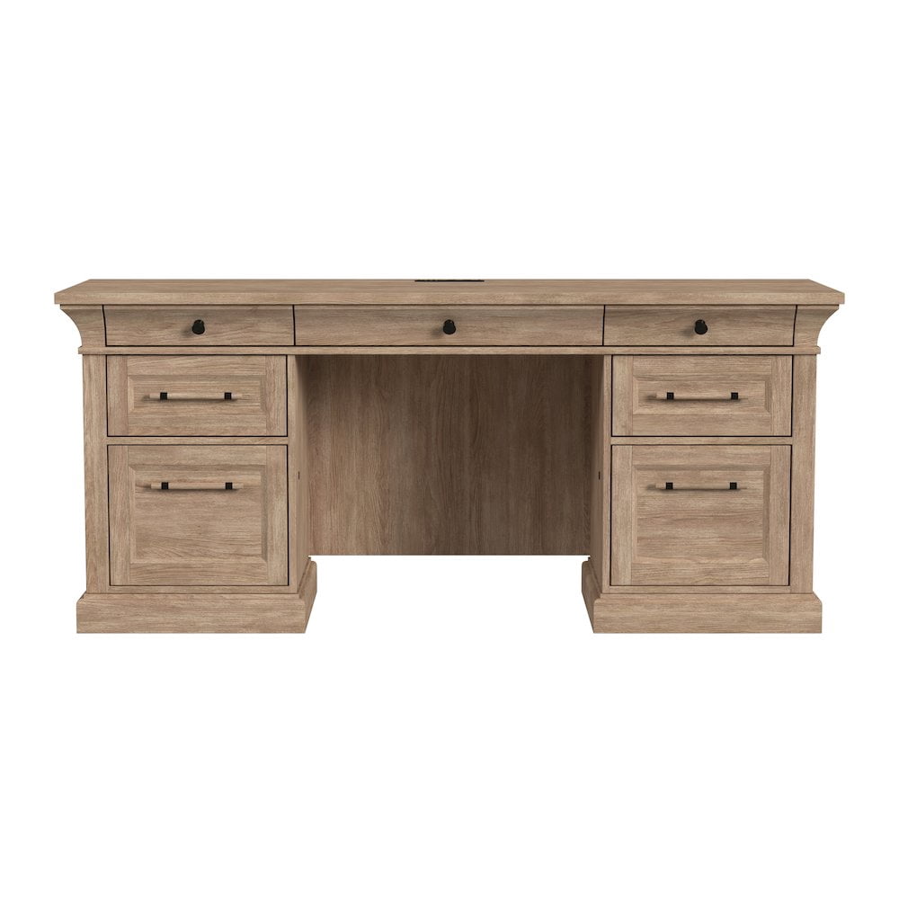 Traditional Wood Executive Desk Storage Office Credenza Fully Assembled Brown