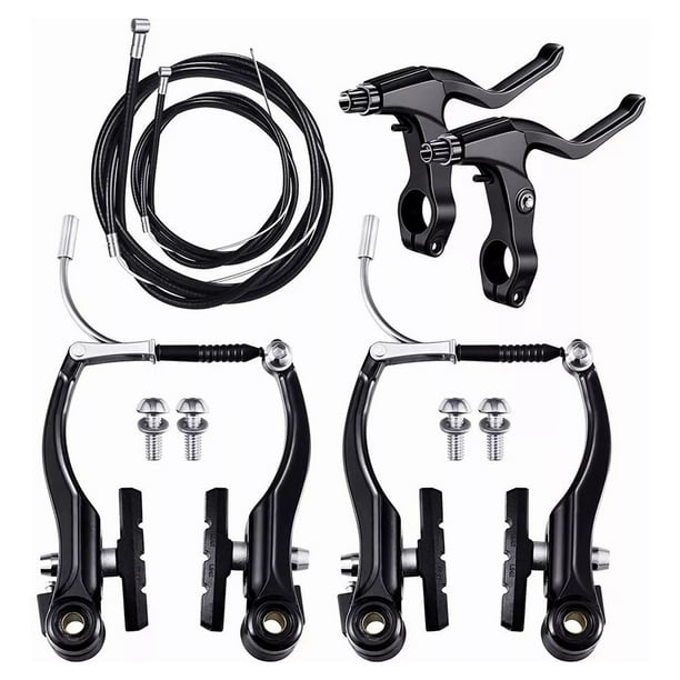 Juego de frenos V delanteros y traseros para bicicleta de montaña y carretera, de aleación de aluminio, accesorios de conducción, color negro