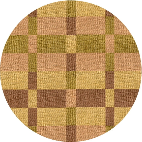 Ahgly Company Indoor Round Patterned Beer Orange Area Rugs, 5' Round