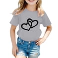 thumbnail image 1 of Chandails pour Filles Col Rond Imprimé Filles T-Shirts à Manches Courtes d'Été Chandails pour Adolescentes Filles 5-6 Ans Vêtements Mode Tendance pour Filles, 1 of 5