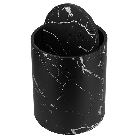 Zehuanyu Garbage Can Black Marble Wastebasket with Lid Trash Bin Outdoor Office