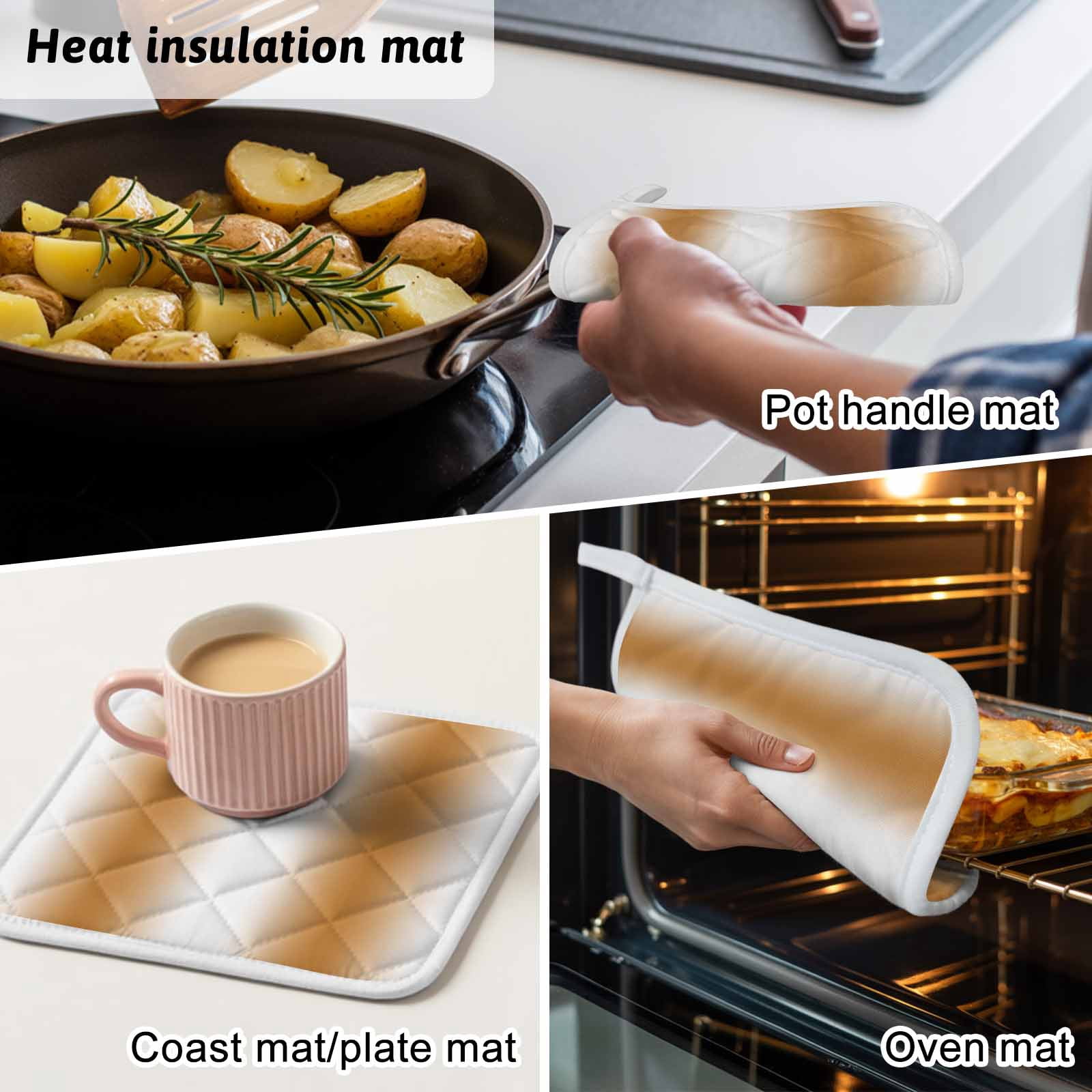 Burnt Orange White Ombre Pot Holders for Kitchen Heatproof Potholder, 4 Pack Modern Abstract Art Farmhouse Gradient Hot Pads Multipurpose Oven Pads Cloth Potholders Trivet for Cooking and Baking