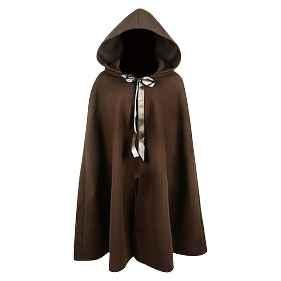 Hvyesh Cloak with Hood Medieval Renaissance Cape for Men and Women Wizard Witch Cape Unisex Halloween Cosplay Costume